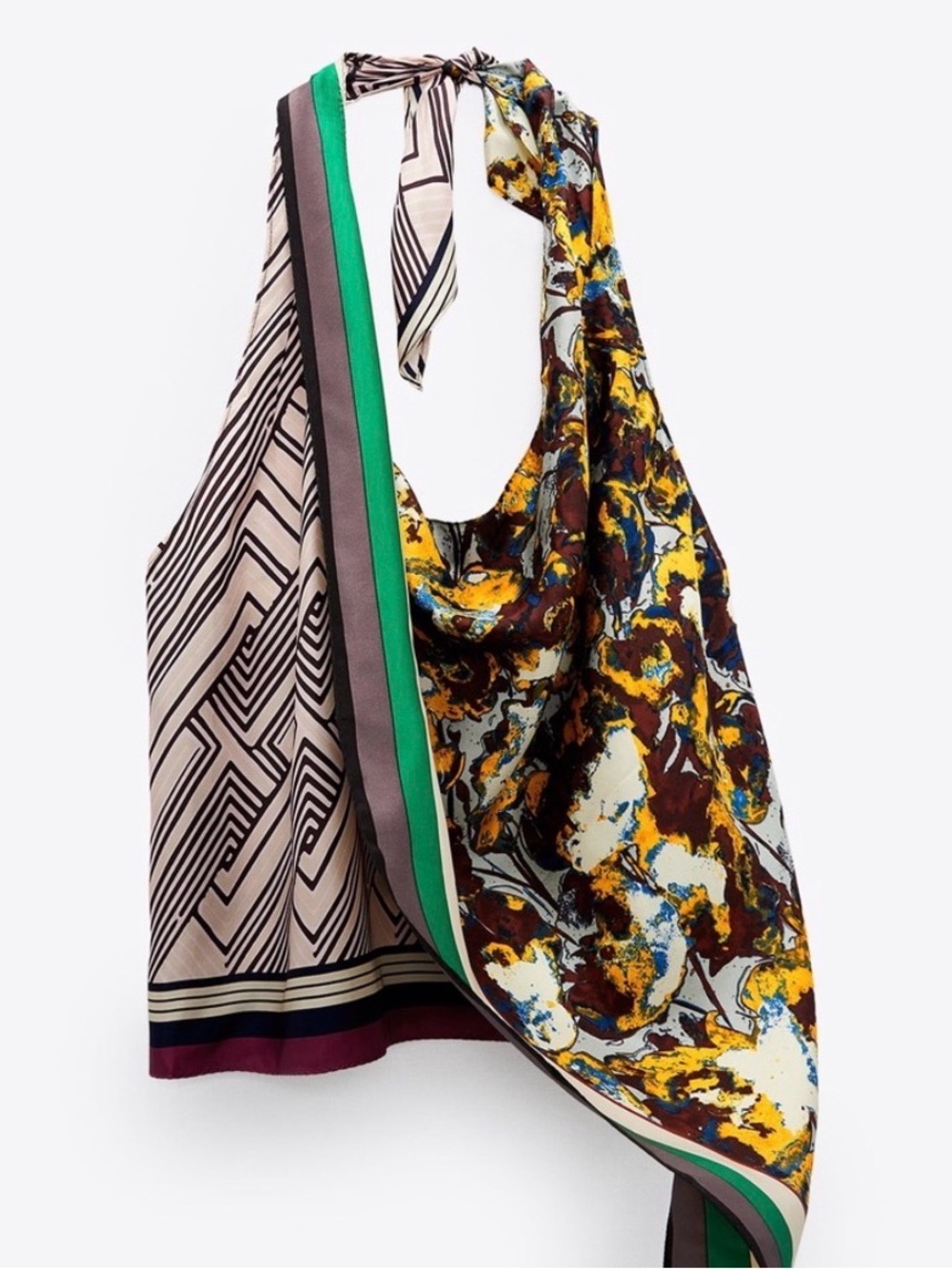 Zara Multicolor Printed Halter Scarf Top